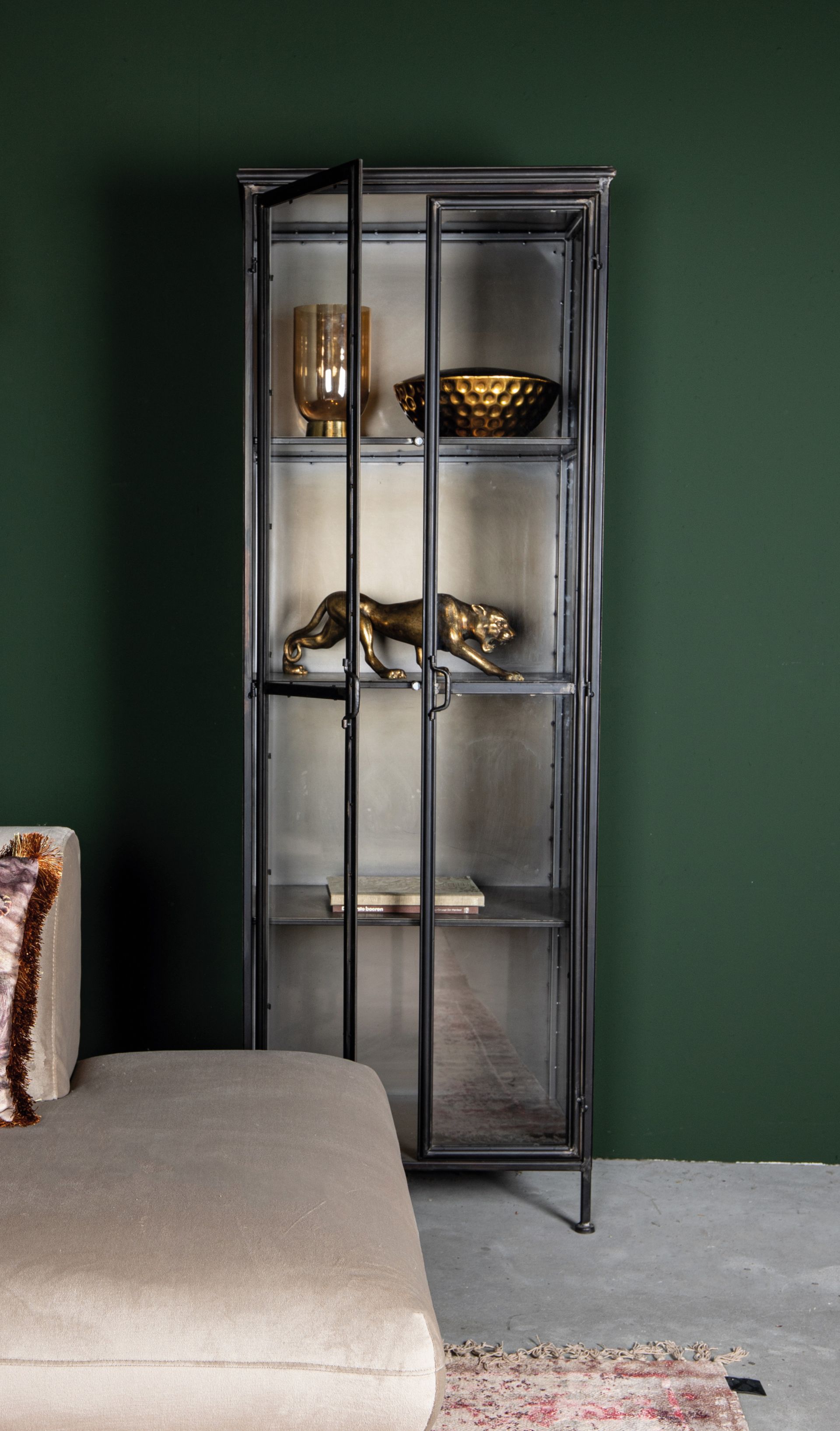 Metallschrank Vitrine Purist 180 Vintage Industrial Metall/Glass