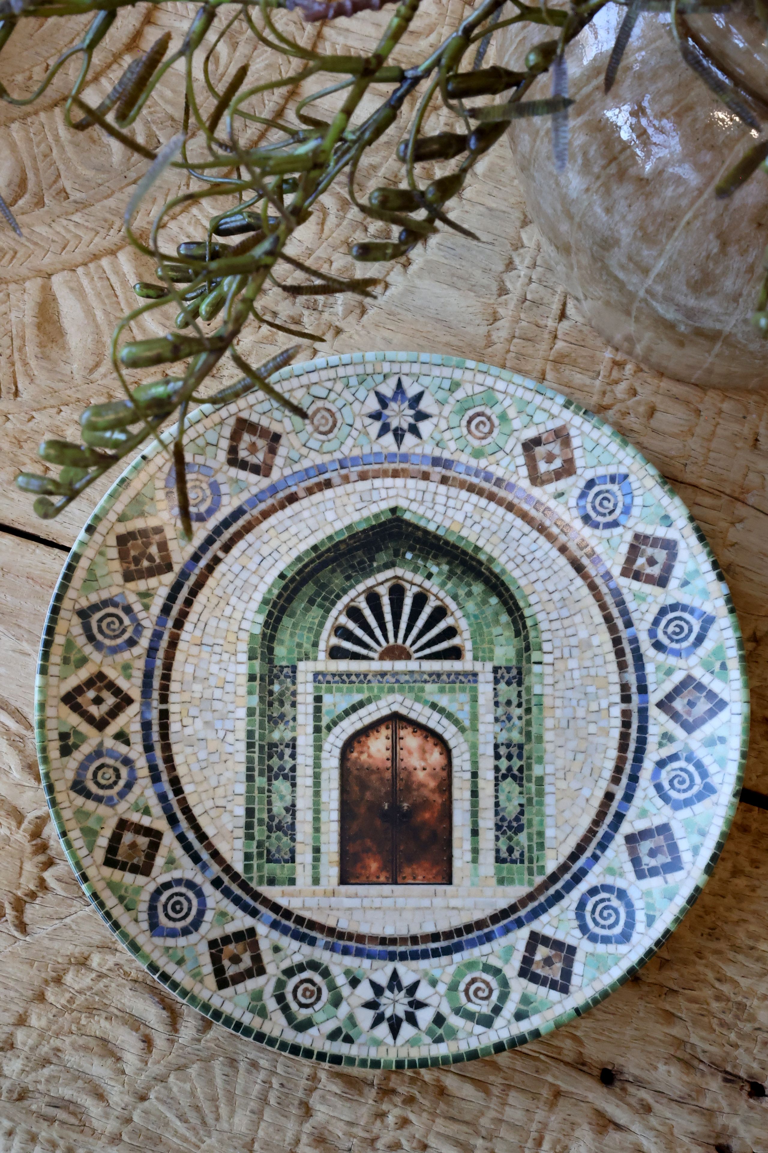 Mediterranes Mosaik Tablett Teller Steingut Chartres Marokkanisches Tor