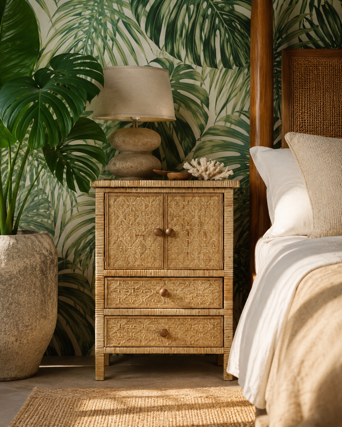 Kommode Nachttisch Marbella Rattan Bambus