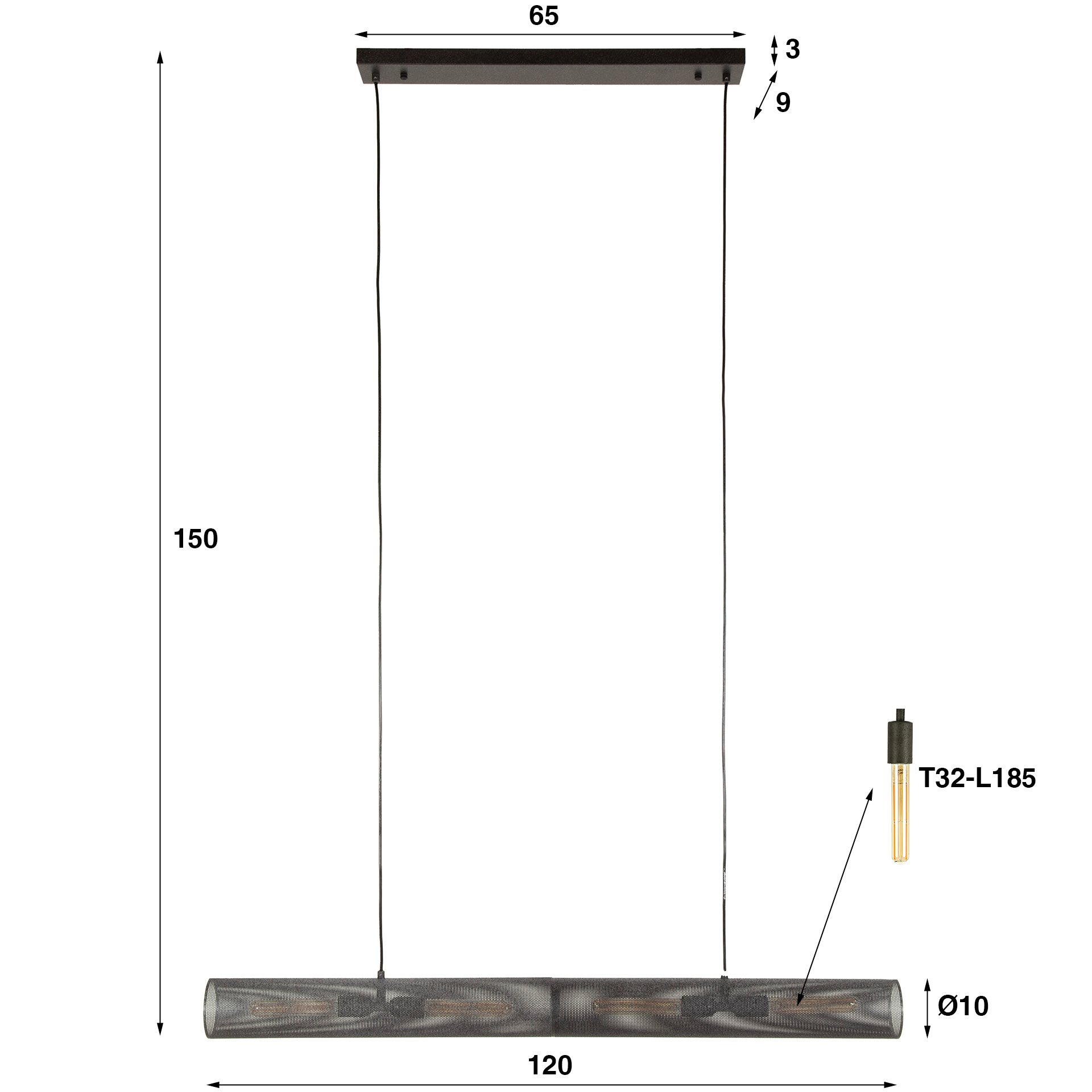 Industrial Hängelampe Tube Lochstahl 120 cm Industrial Hängelampe Tube Lochstahl 120 cm