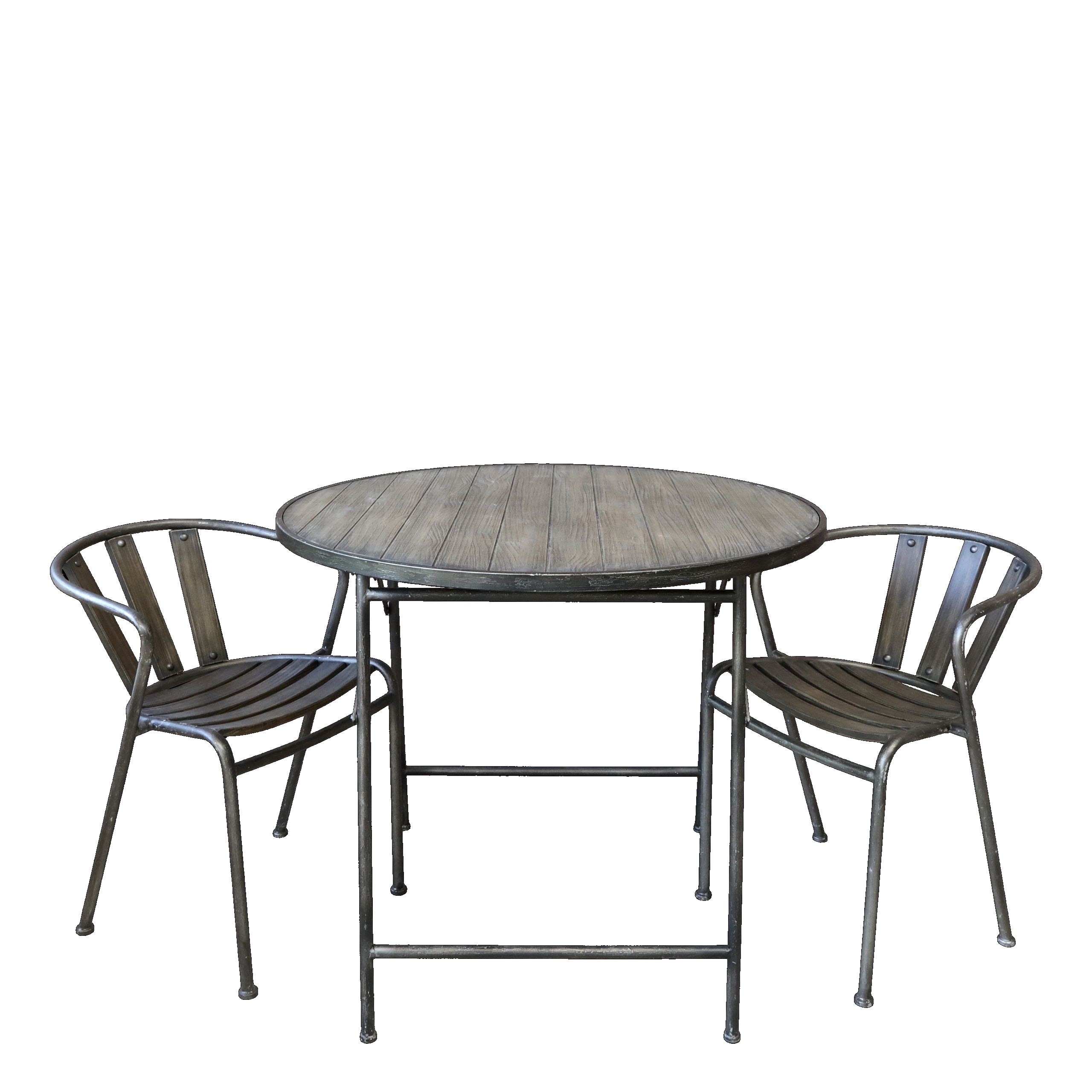 Outdoor Set Factory Tisch ⌀ 90 + 2 Stühle