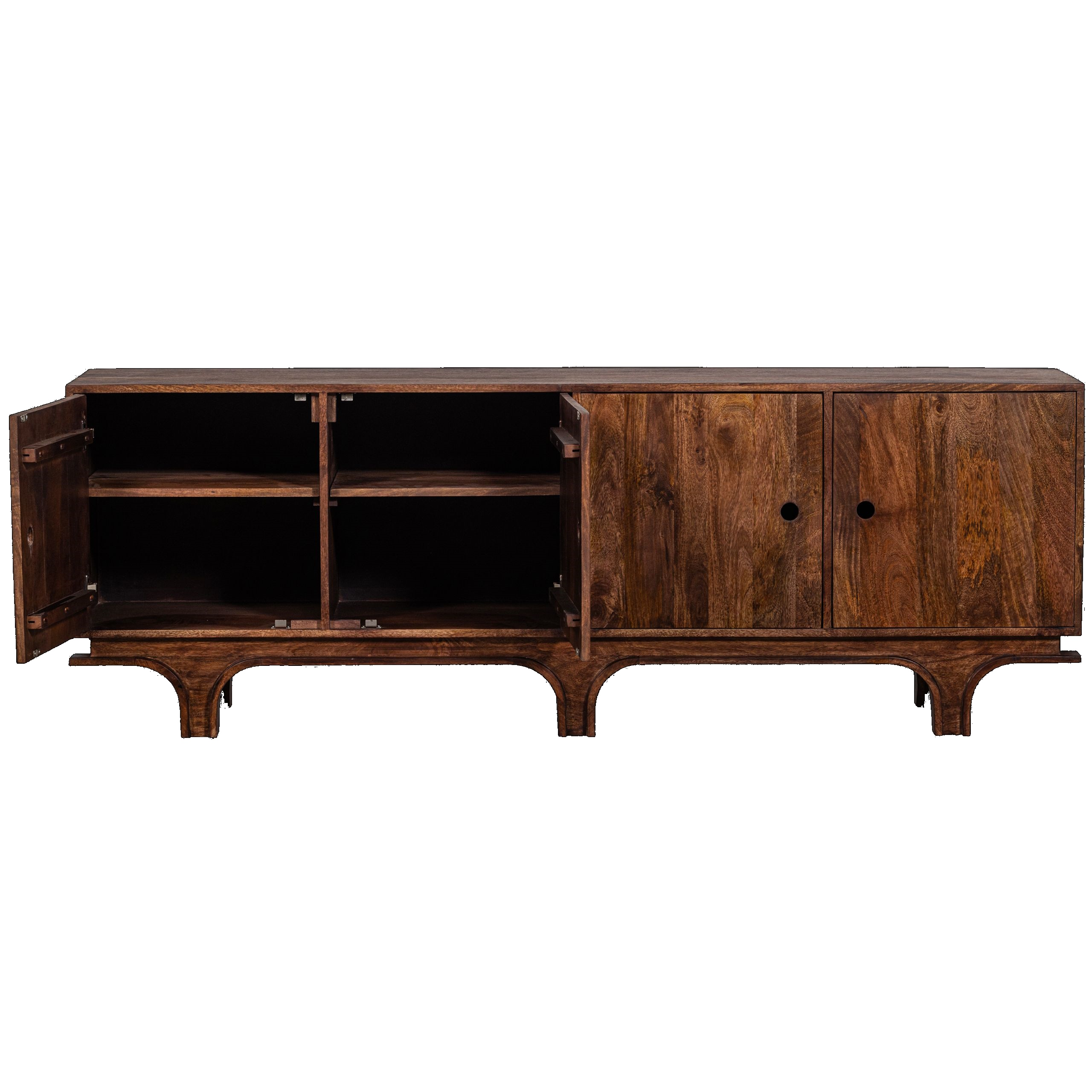 Retro Sideboard Kommode Staes Mangoholz 4 Türen 200 cm