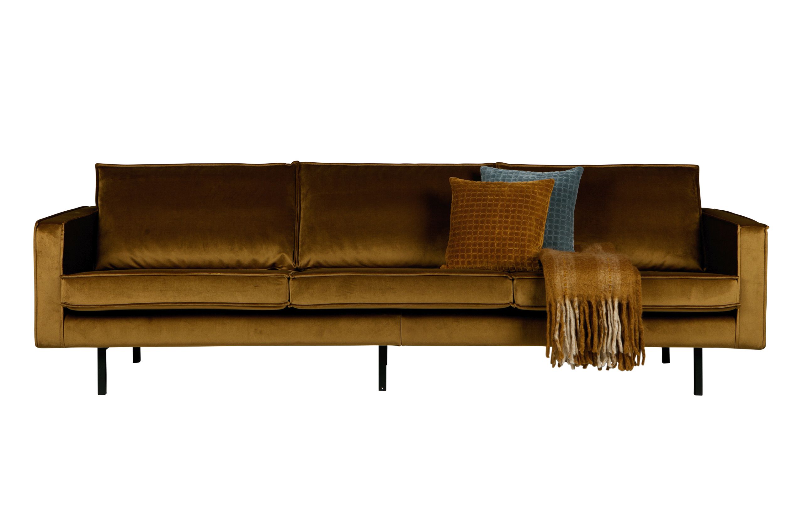 Retro Samtsofa Rodeo 3-Sitzer Honiggelb