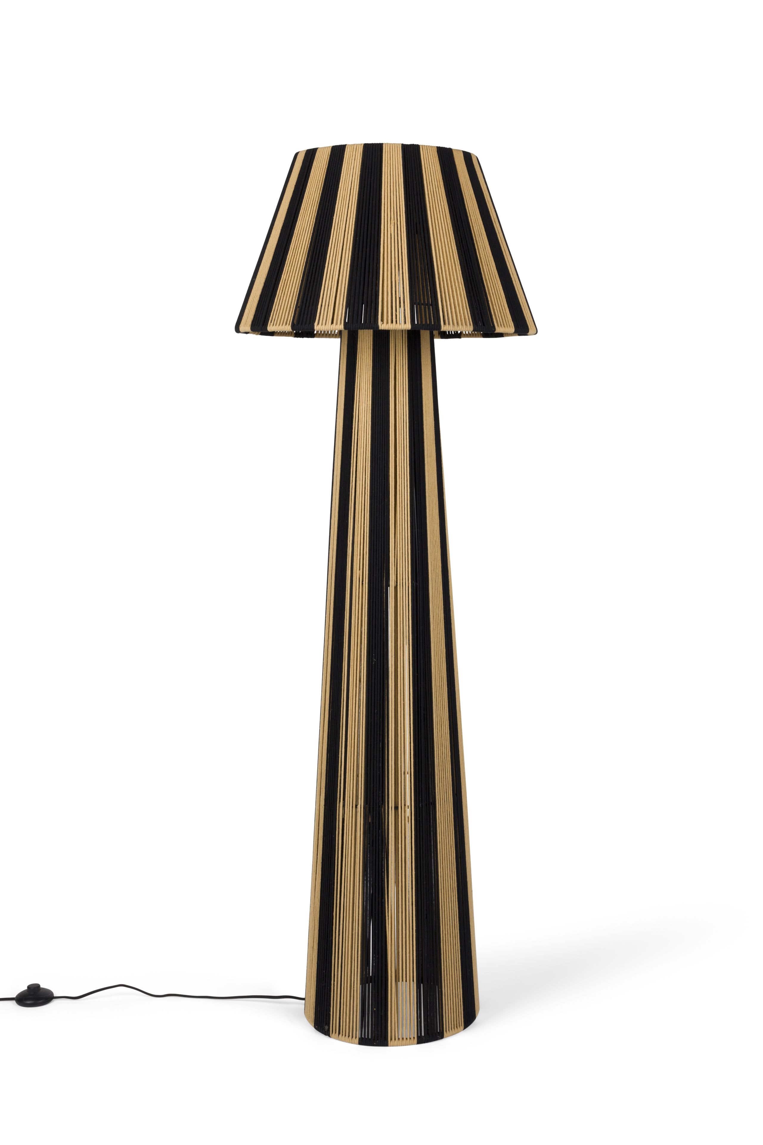 Retro Stehlampe Stripe It Up Schwarz Beige