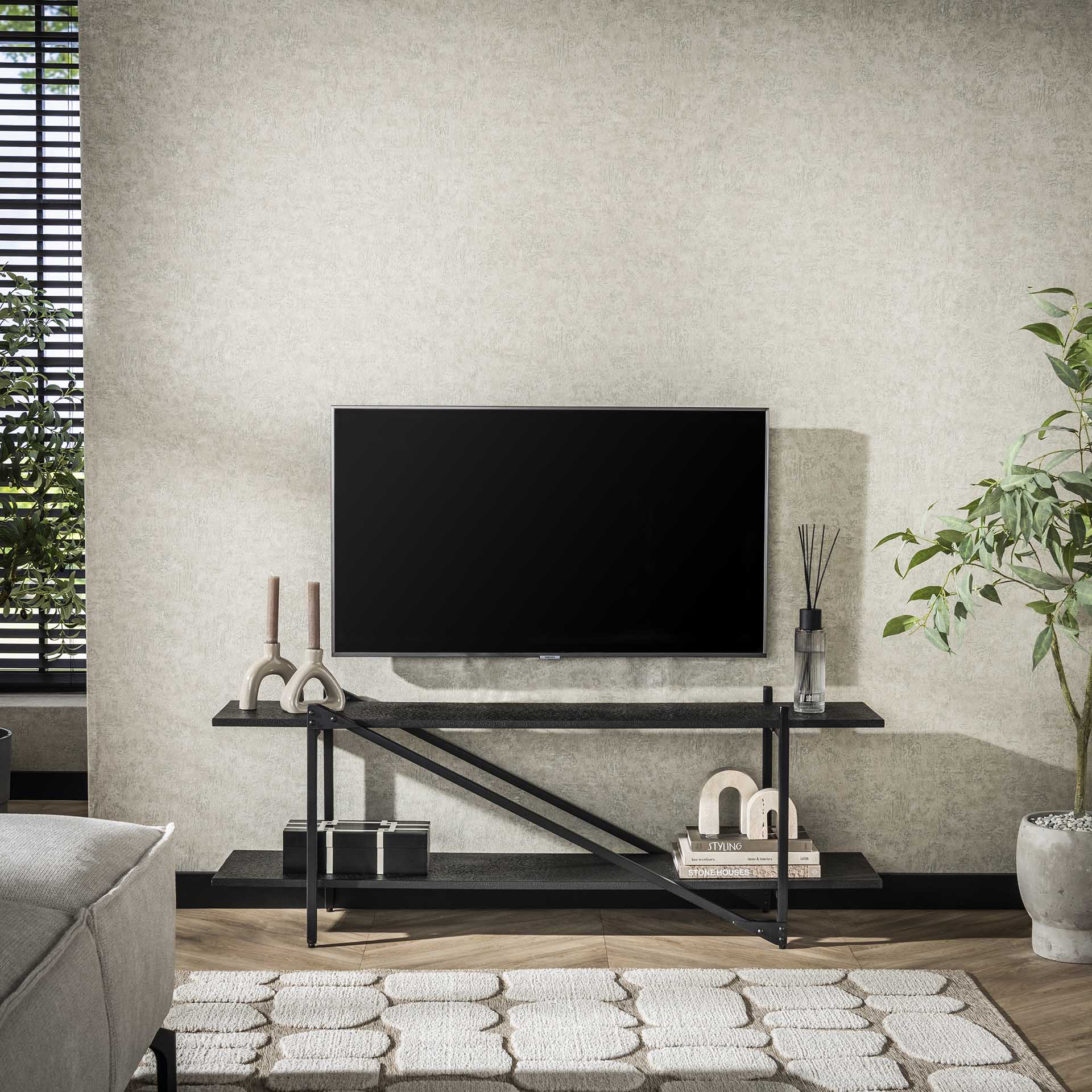 Industrial TV-Board Piega Metall Anthrazit 140 cm