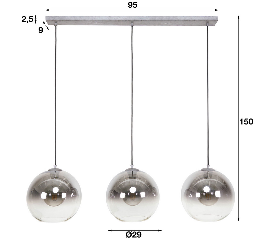 Hängelampe Pendelleuchte Shaded Rauchglas Bubble 3 flammig