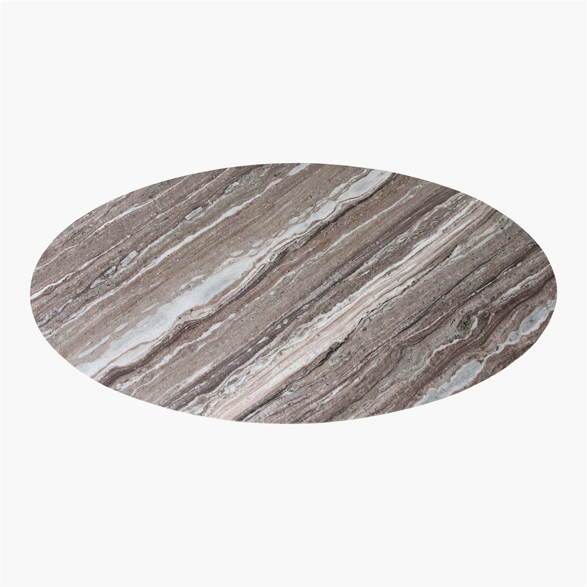 Retro Couchtisch Marble Marmor Holz Oval Grau/Braun