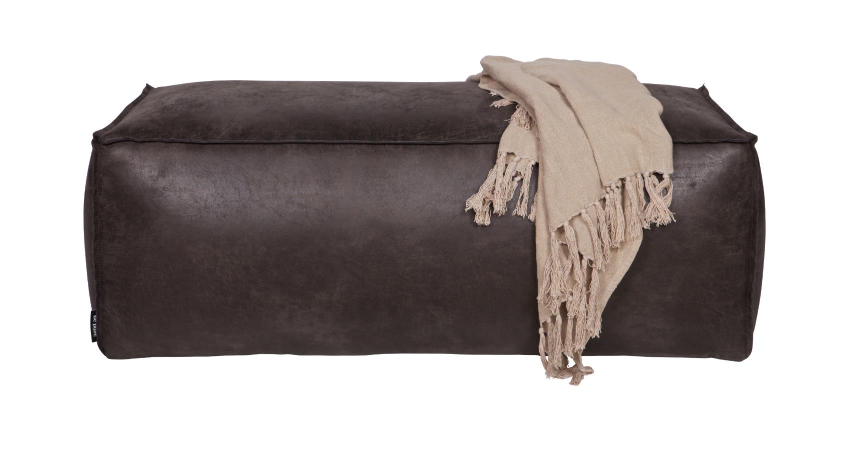 Hocker Leder Rodeo Pouf Schwarz