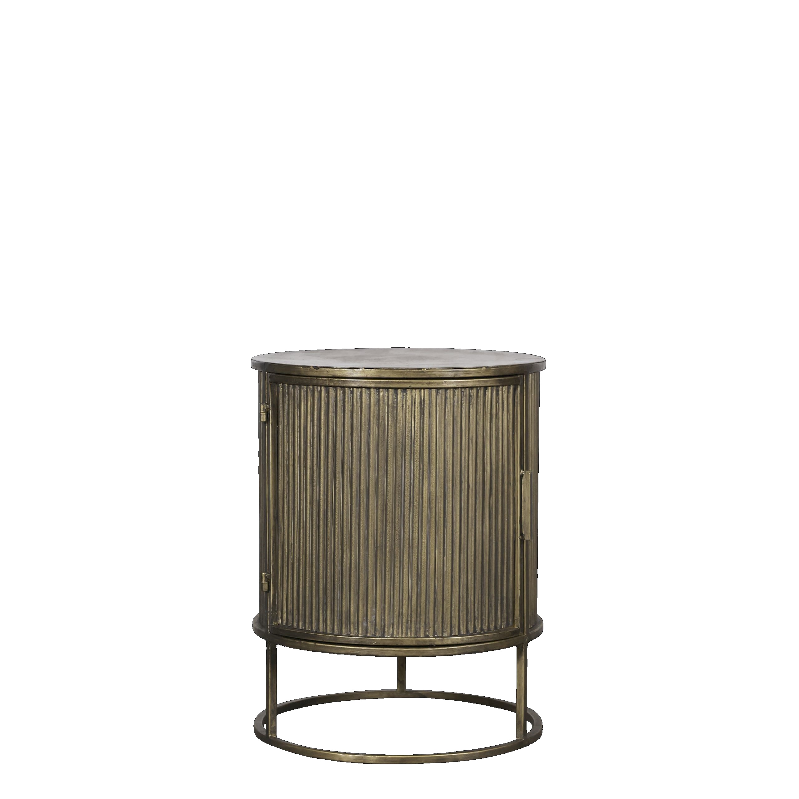 Vintage Beistelltisch Nachttisch Remi Rillenoptik Metall Antik-Messing