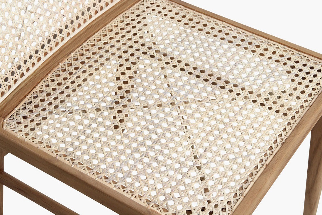 Esszimmerstuhl Novita Teak Rattan Wiener Geflecht Braun