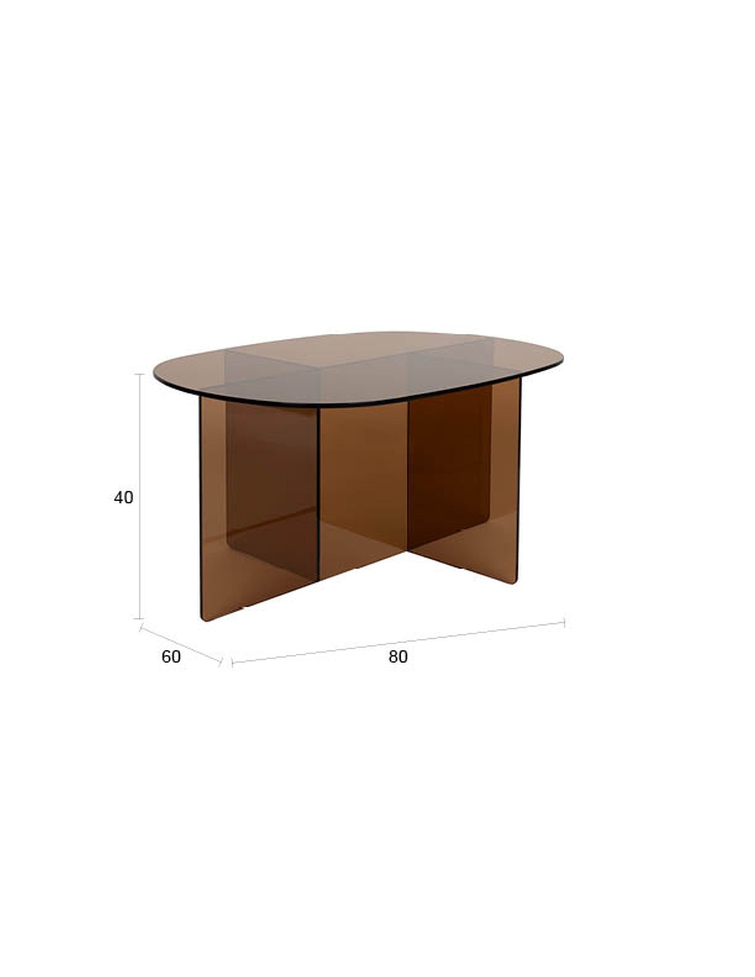 Retro Couchtisch Beistelltisch Linea braunes Glas oval