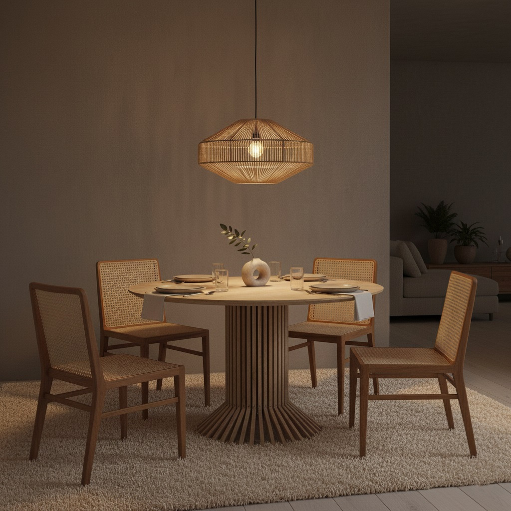 Esszimmerstuhl Novita Teak Rattan Wiener Geflecht Braun