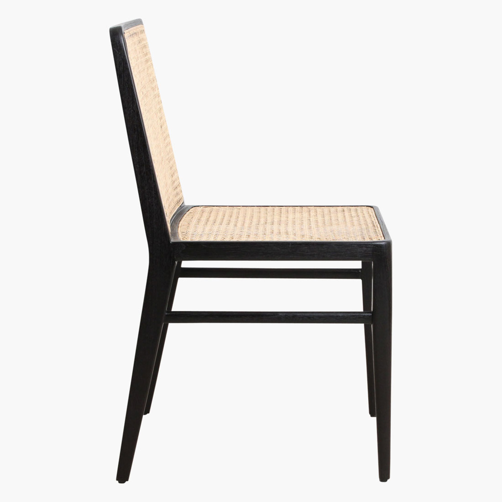 STRA00113_2 Esszimmerstuhl Novita Teak Rattan Wiener Geflecht Schwarz