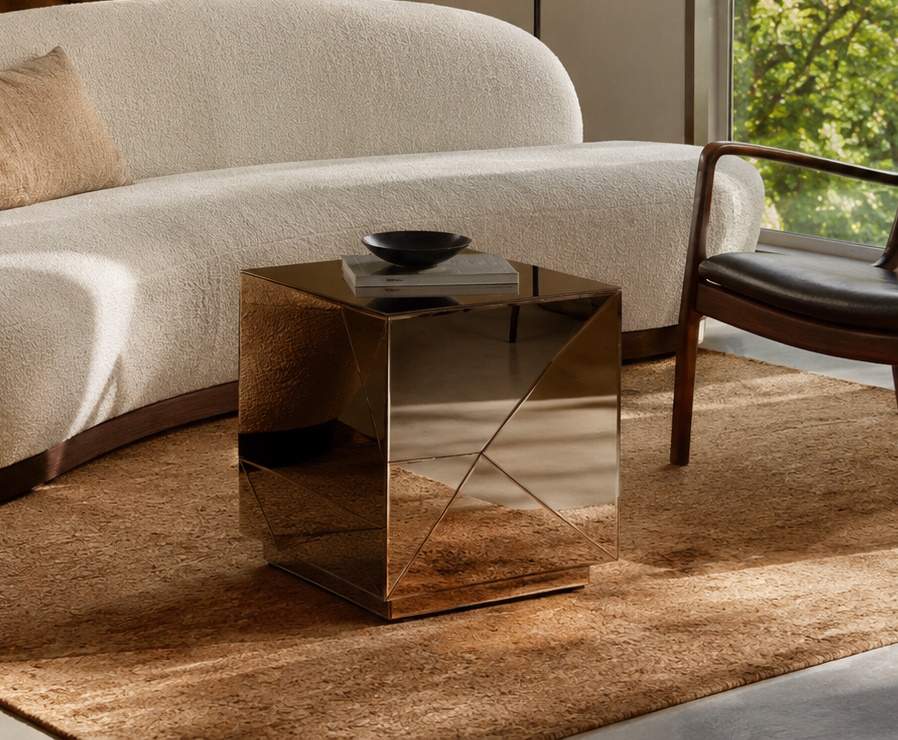Retro Couchtisch Beistelltisch Glintz Spiegelglas Braun