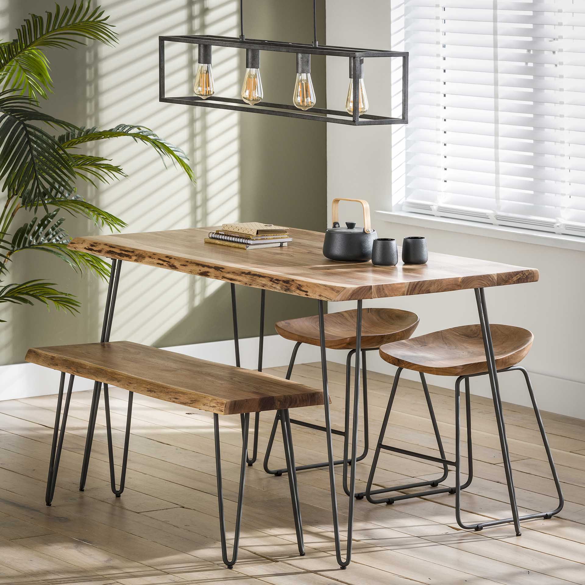 Esstischbank Sitzbank Palu Industrial Massivholz Baumkante 100 