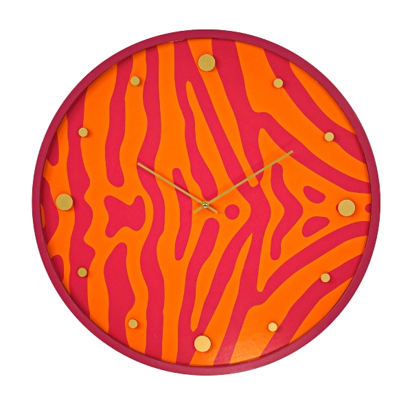 Retro Wanduhr Pop-Art Safari in Pink Orange