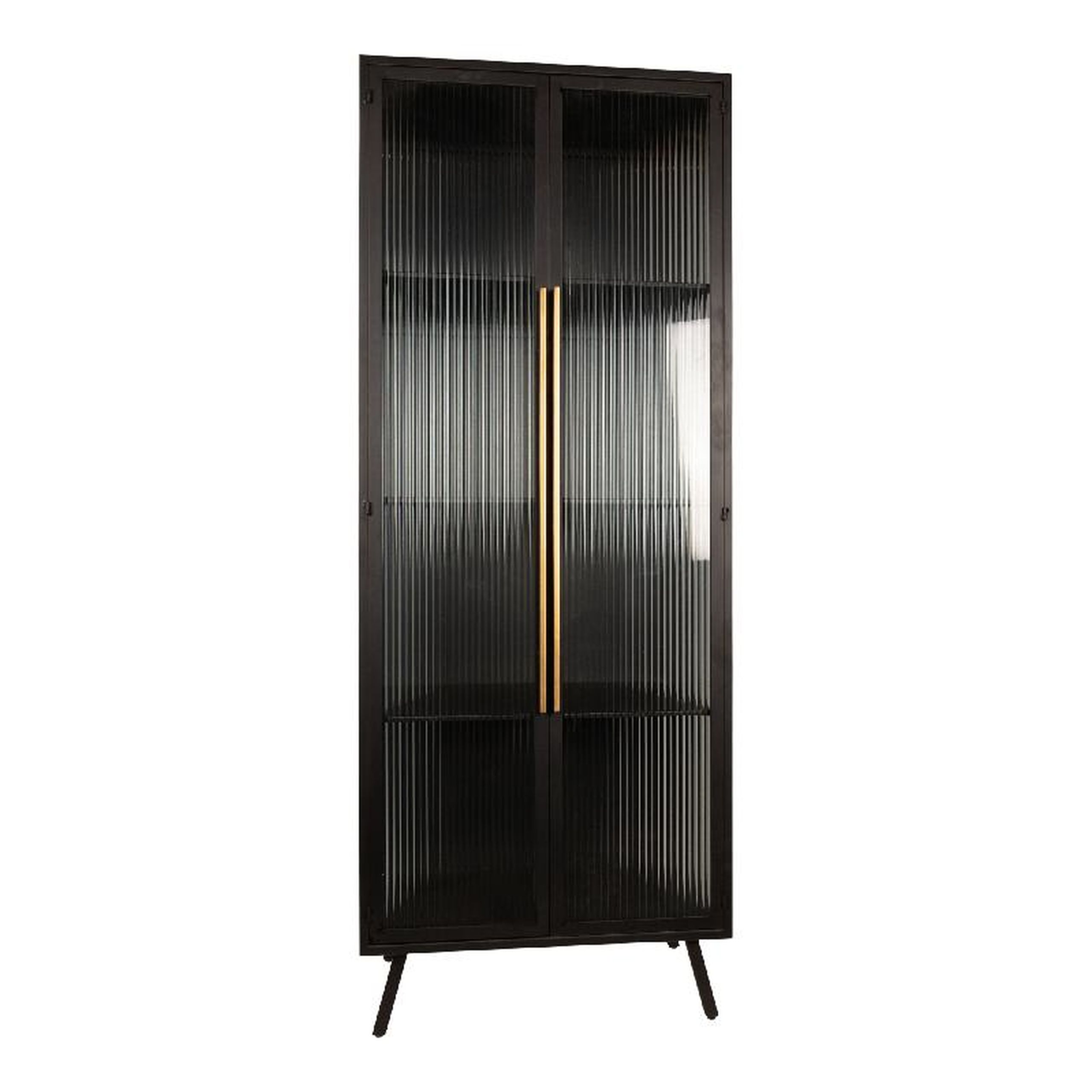 Industrial Vitrine Caeleen Metall mit geriffeltem Glas Industrial Vitrine Caeleen Metall mit geriffeltem Glas