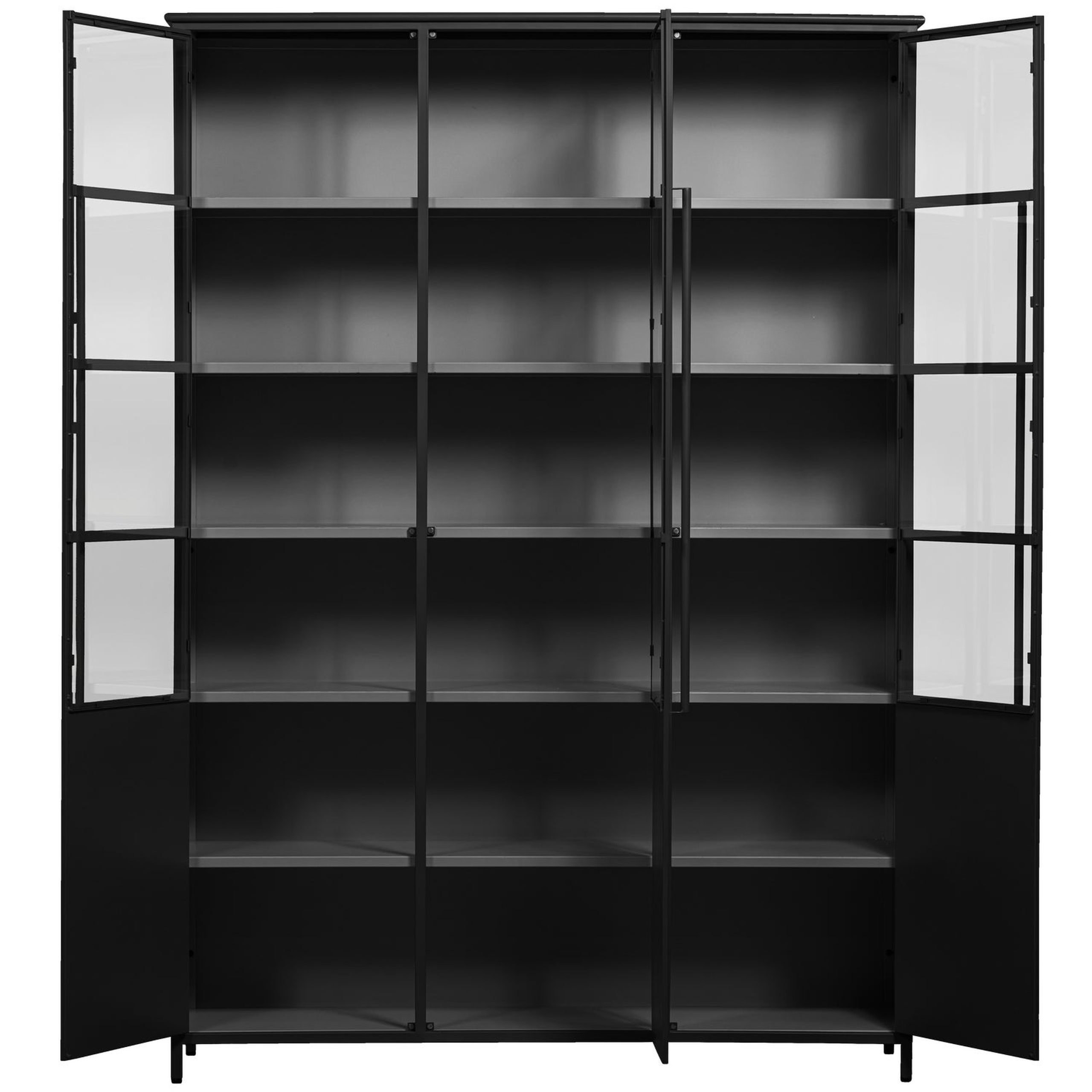 Vitrine Metallschrank Exhibit XL 3-türig Industrial Metall Glas Schwarz
