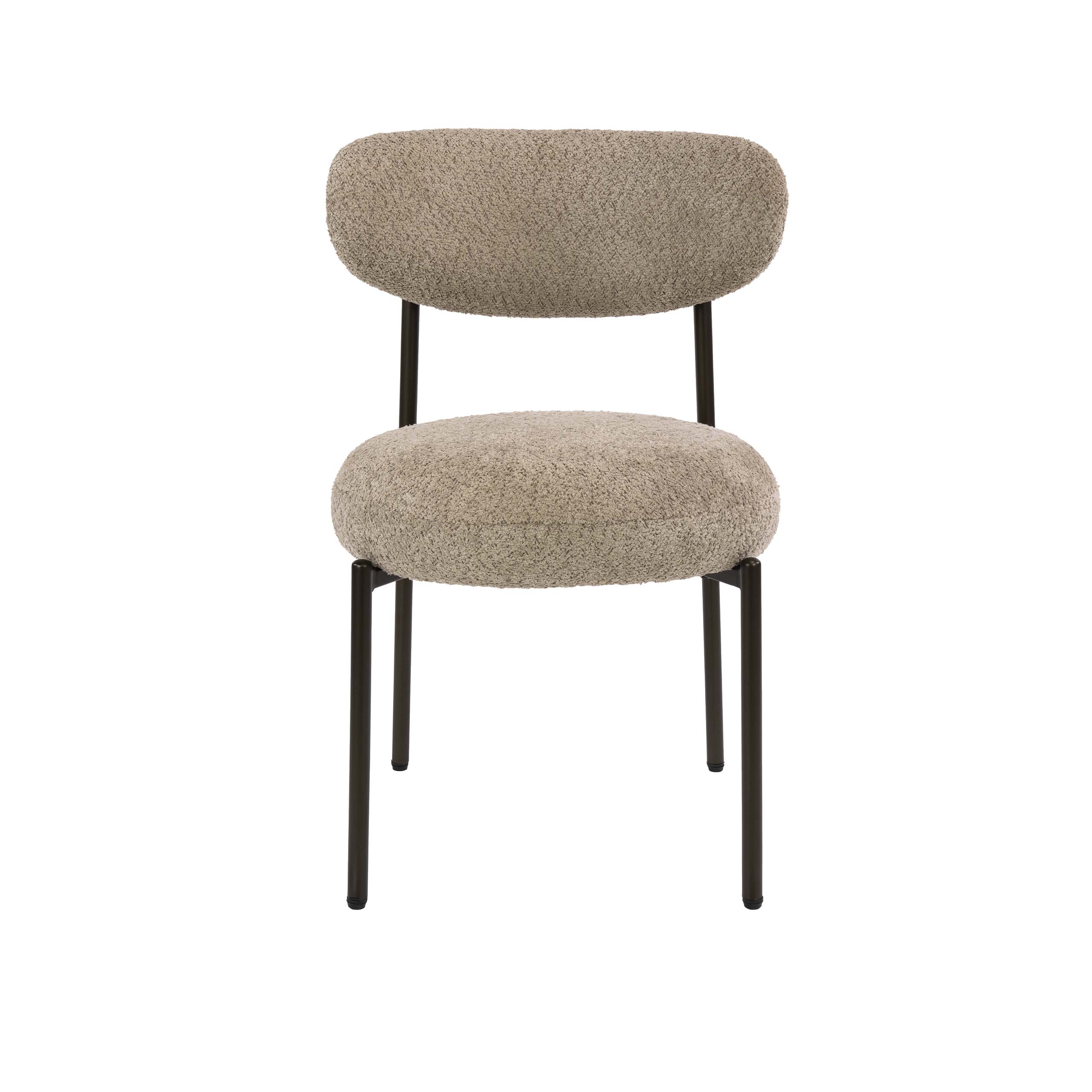 Esszimmerstuhl Esstischstuhl Round Bouclé Sand Metall Bronze
