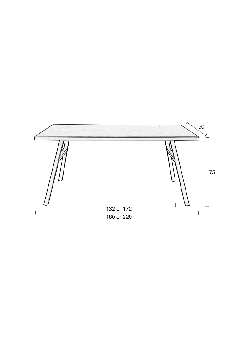 Zuiver Esstisch Seth Eichenfurnier Fischgrätmuster Schwarz 180 cm