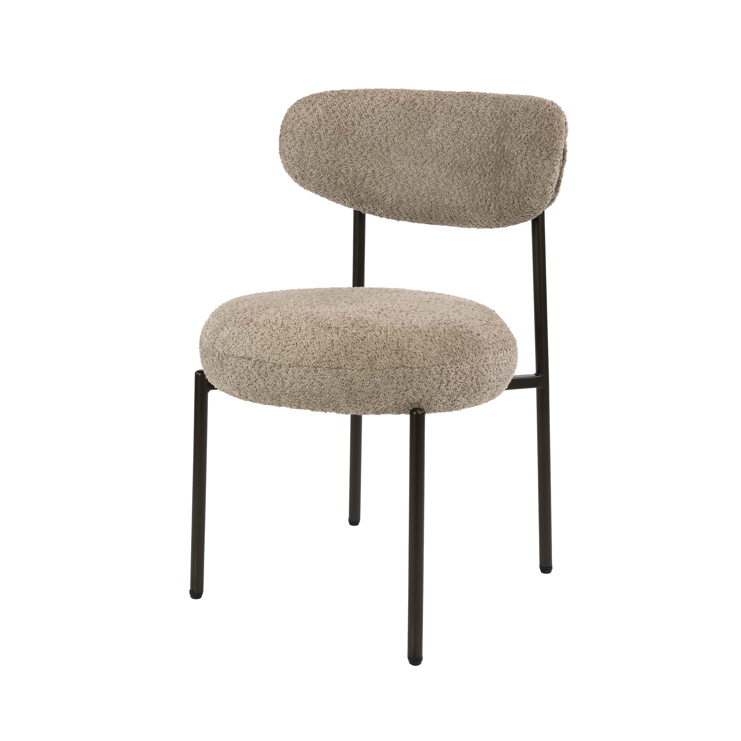 Esszimmerstuhl Esstischstuhl Round Bouclé Sand Metall Bronze