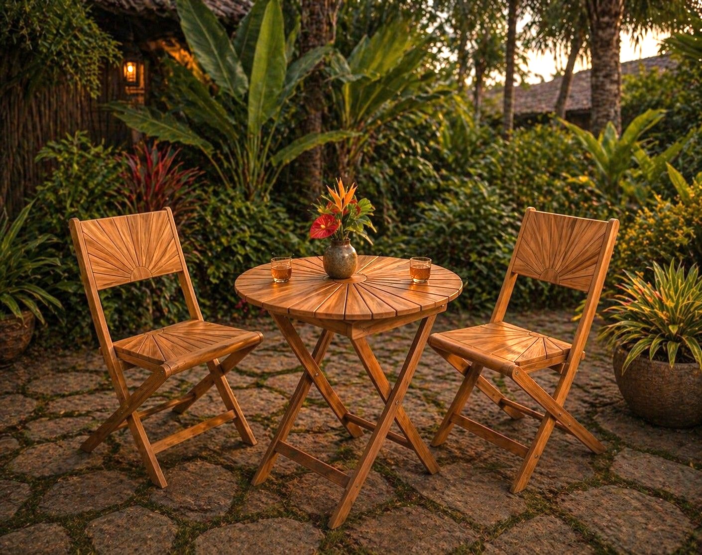 Klappstuhl Klapptisch Sunset Boulevard Teakholz Outdoor