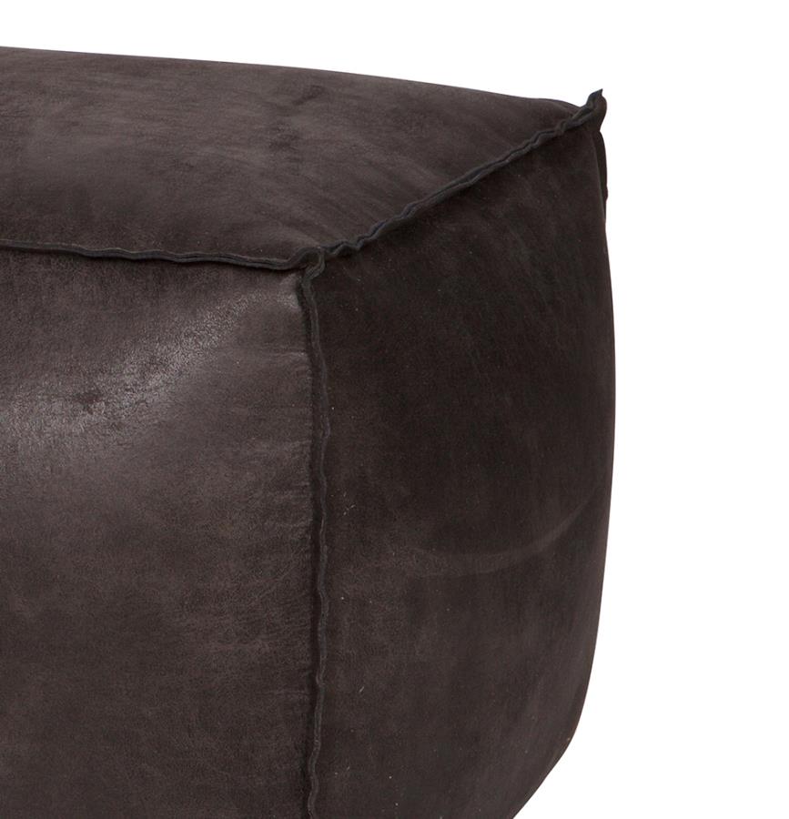 Hocker Leder Rodeo Pouf Schwarz