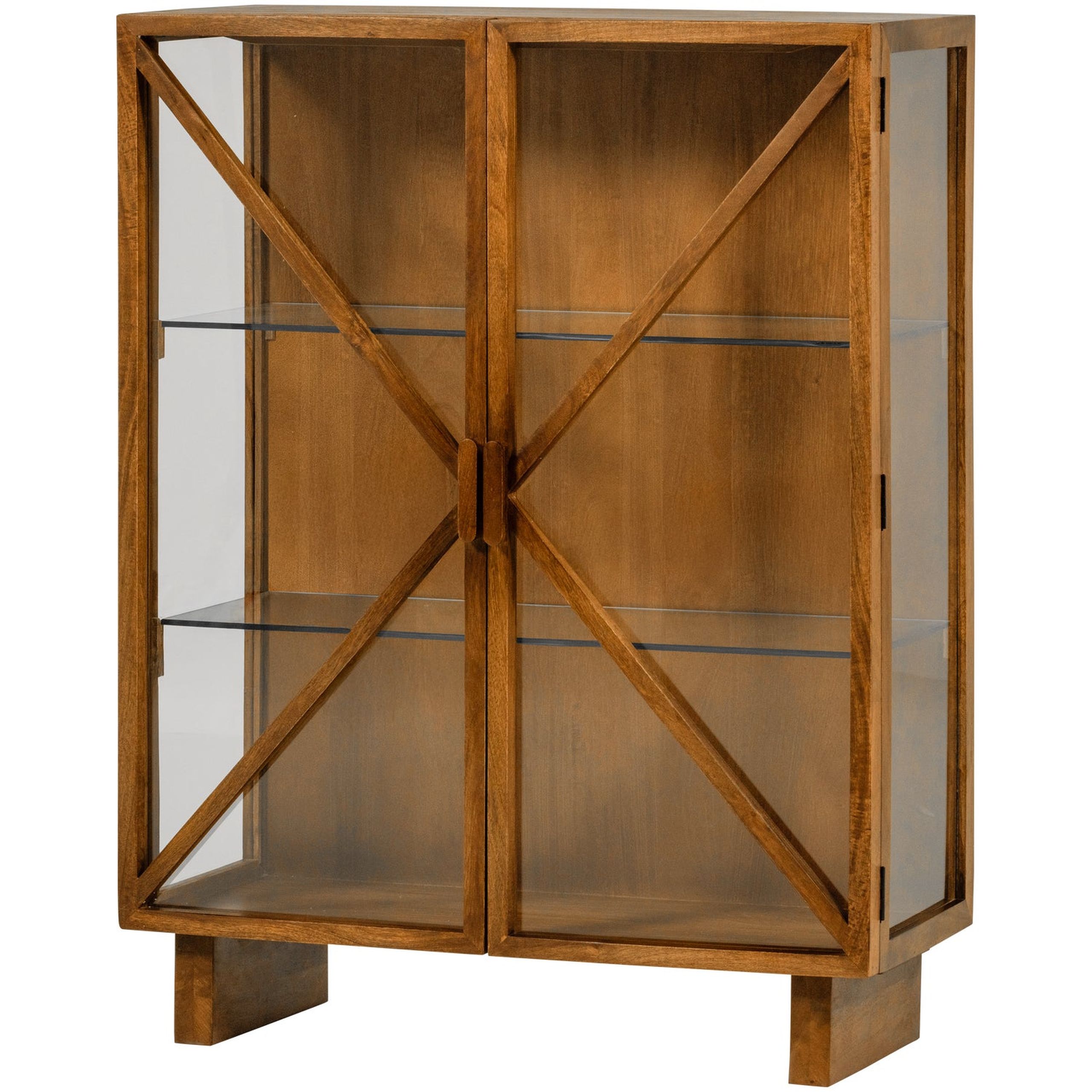 Retro Vitrine Kella Mangolzholz breit Natur
