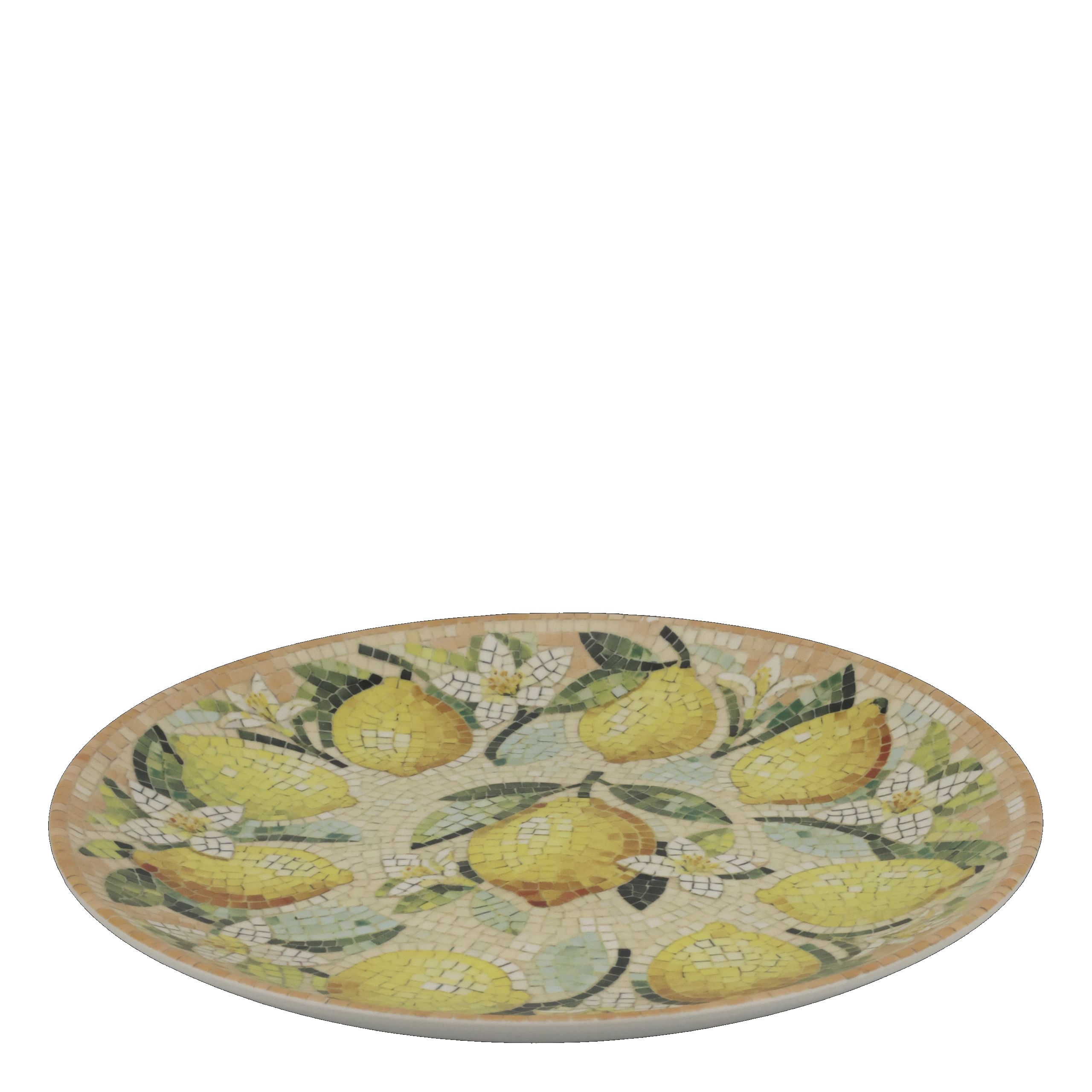 Mediterranes Mosaik Tablett Teller Steingut Chartres Zitronen 2