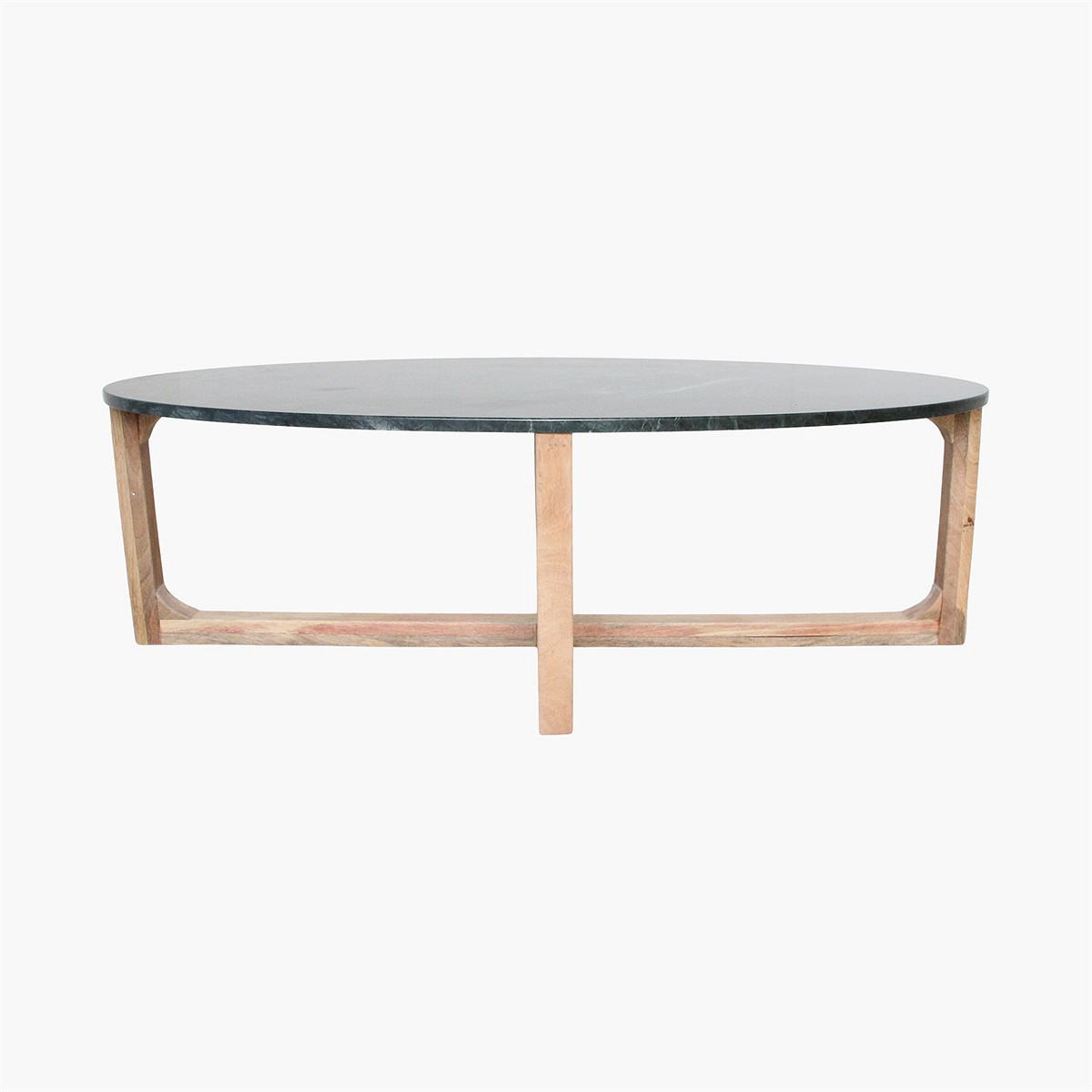 Retro Couchtisch Marble Marmor Holz oval Grün