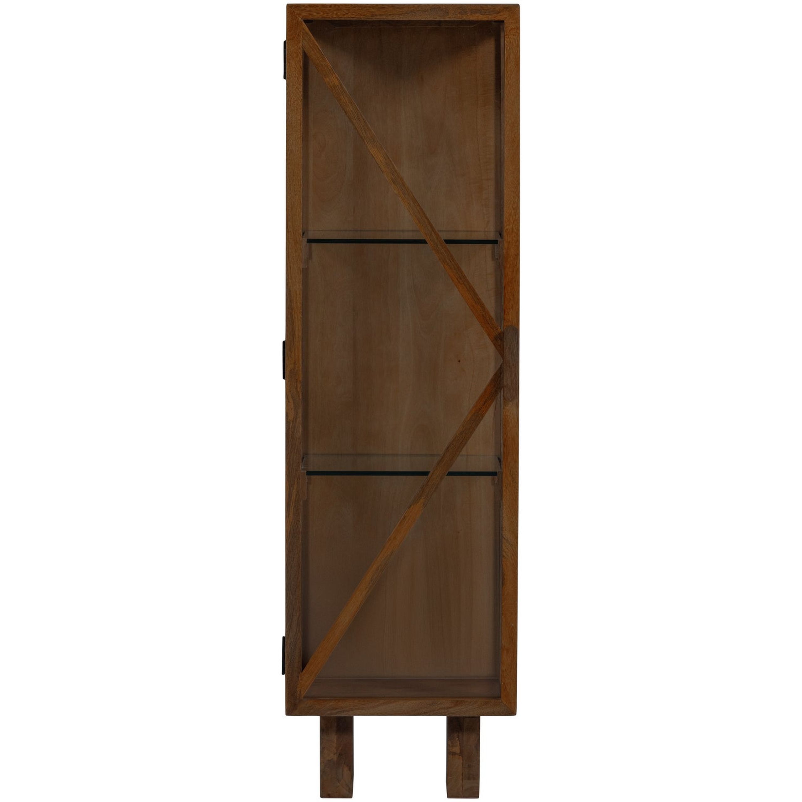 Retro Vitrine Kella Mangolzholz schmal Braun