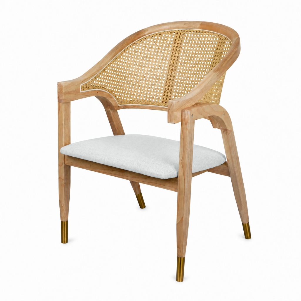 Esszimmerstuhl Noblesse Mid-Century Massivholz Rattan Natur