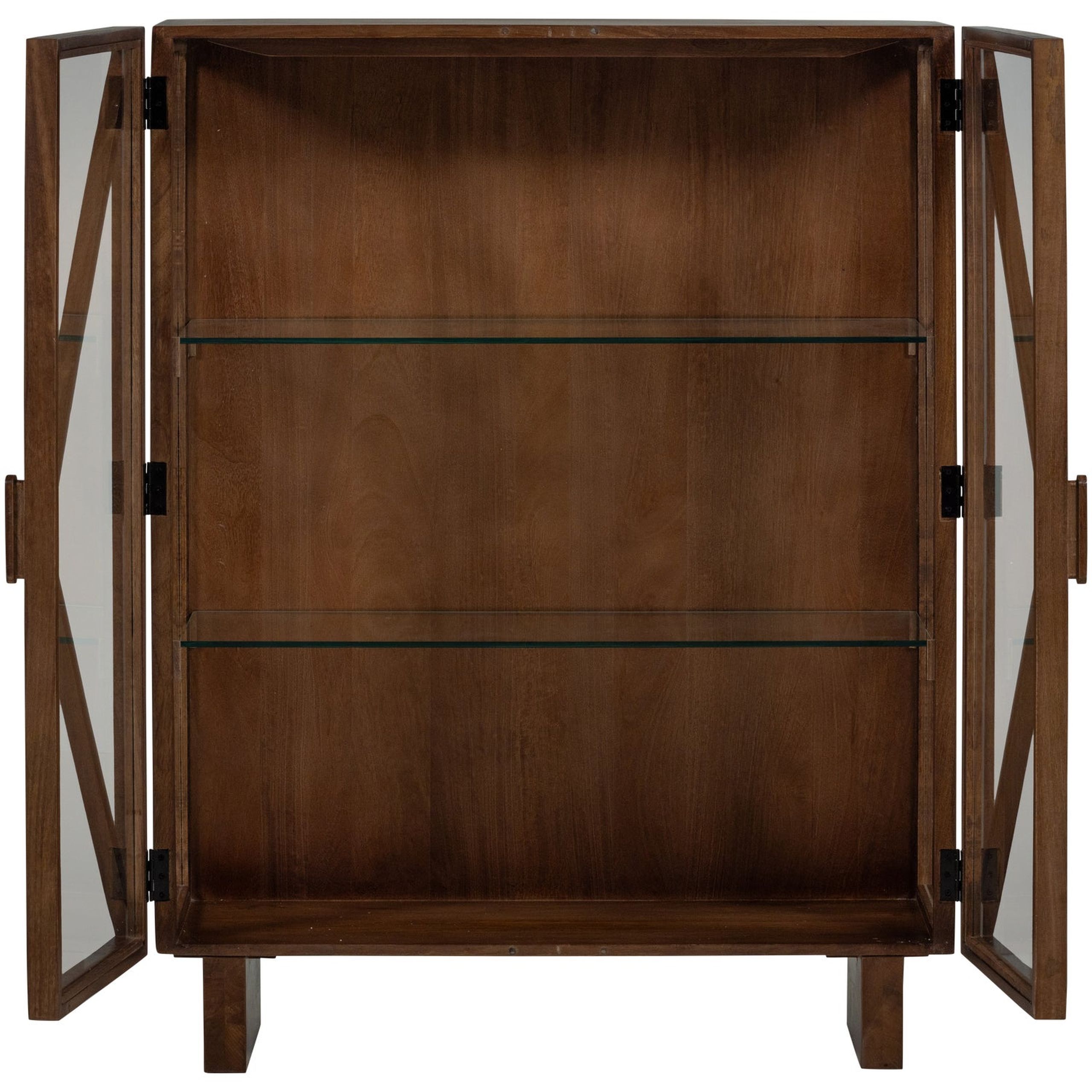 Retro Vitrine Kella Mangolzholz breit Braun