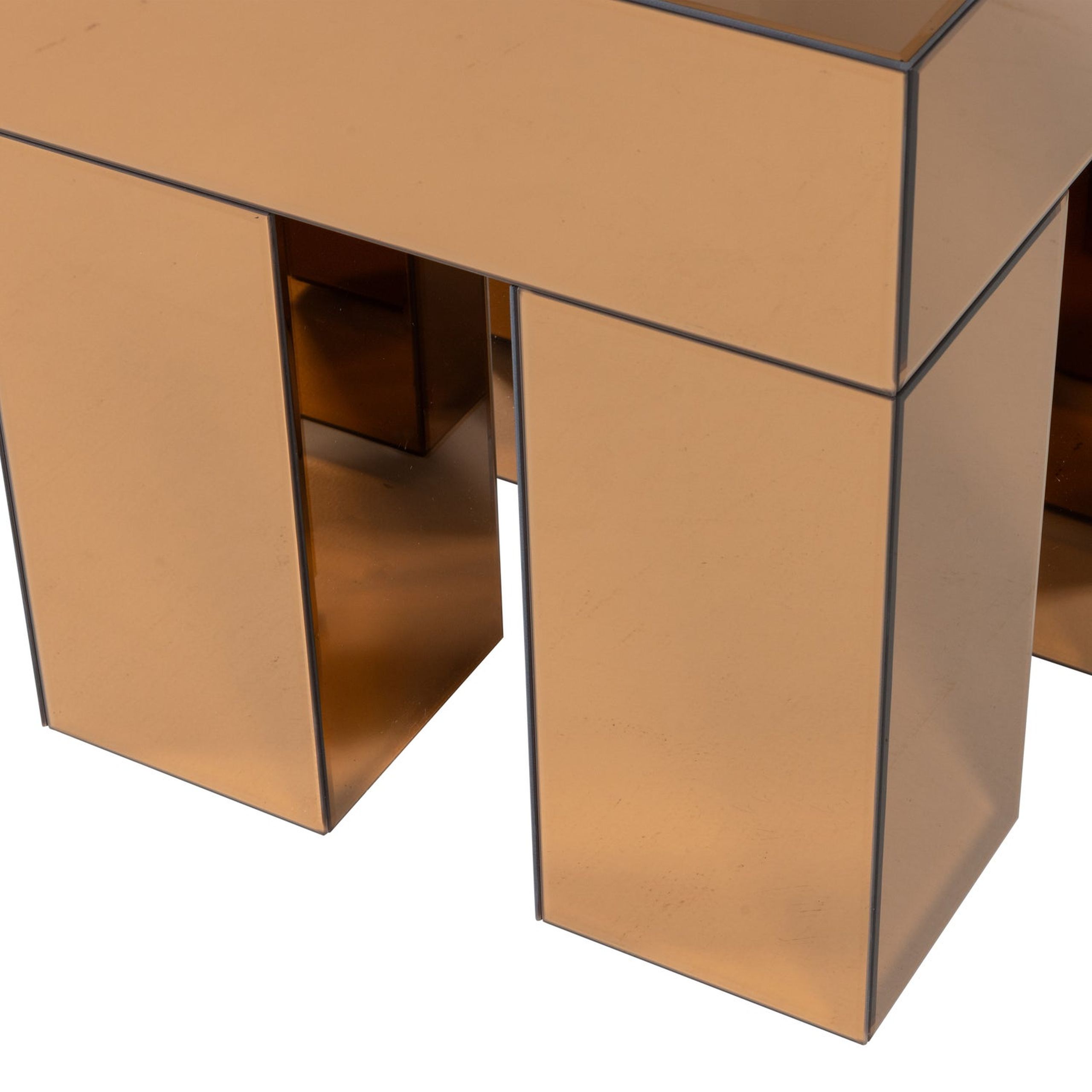 Retro Couchtisch Beistelltisch Mirrox Spiegelglas Braun 