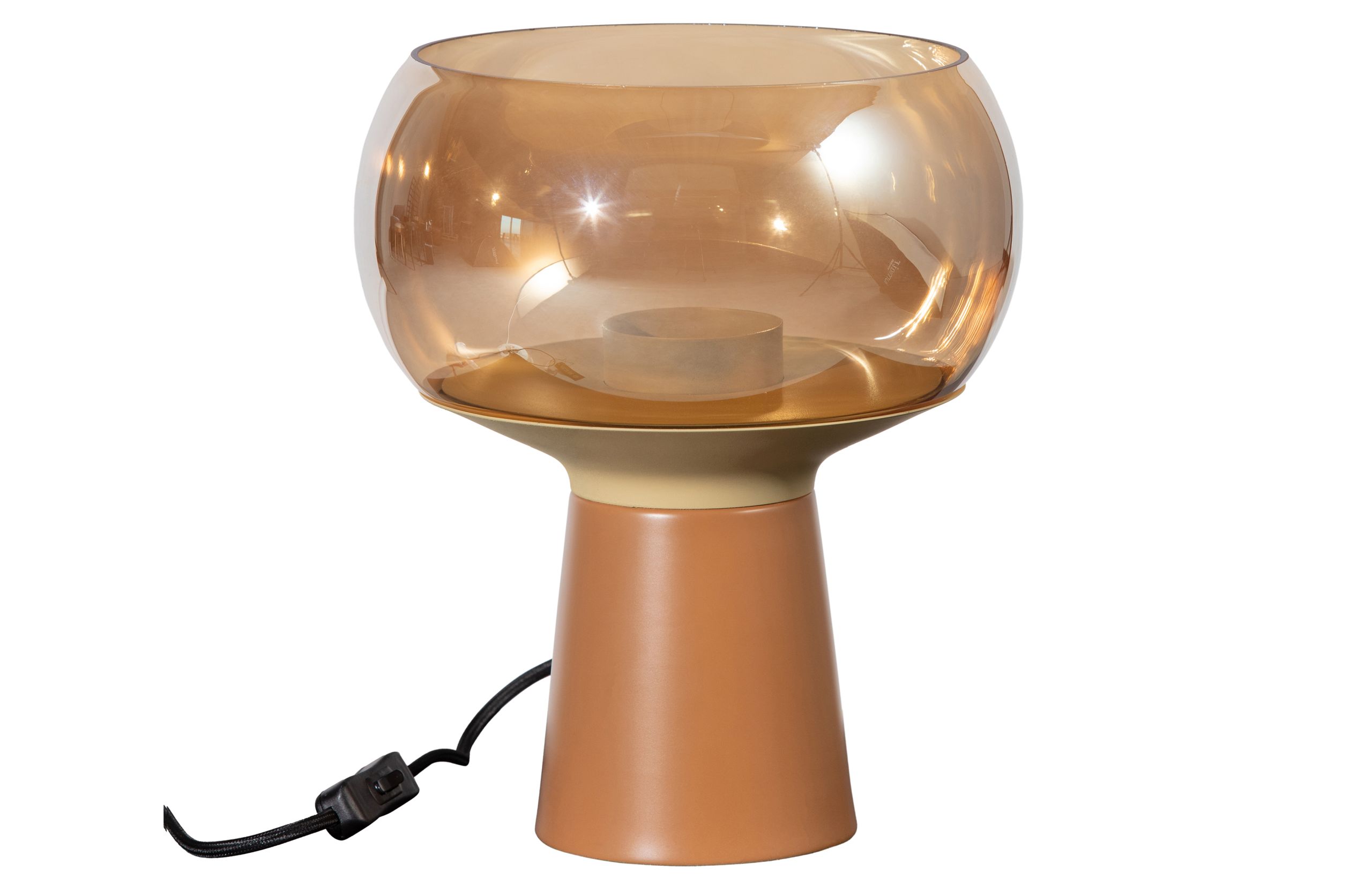 Retro Tischlampe Stehlampe Mushroom Glas Karamellfarben