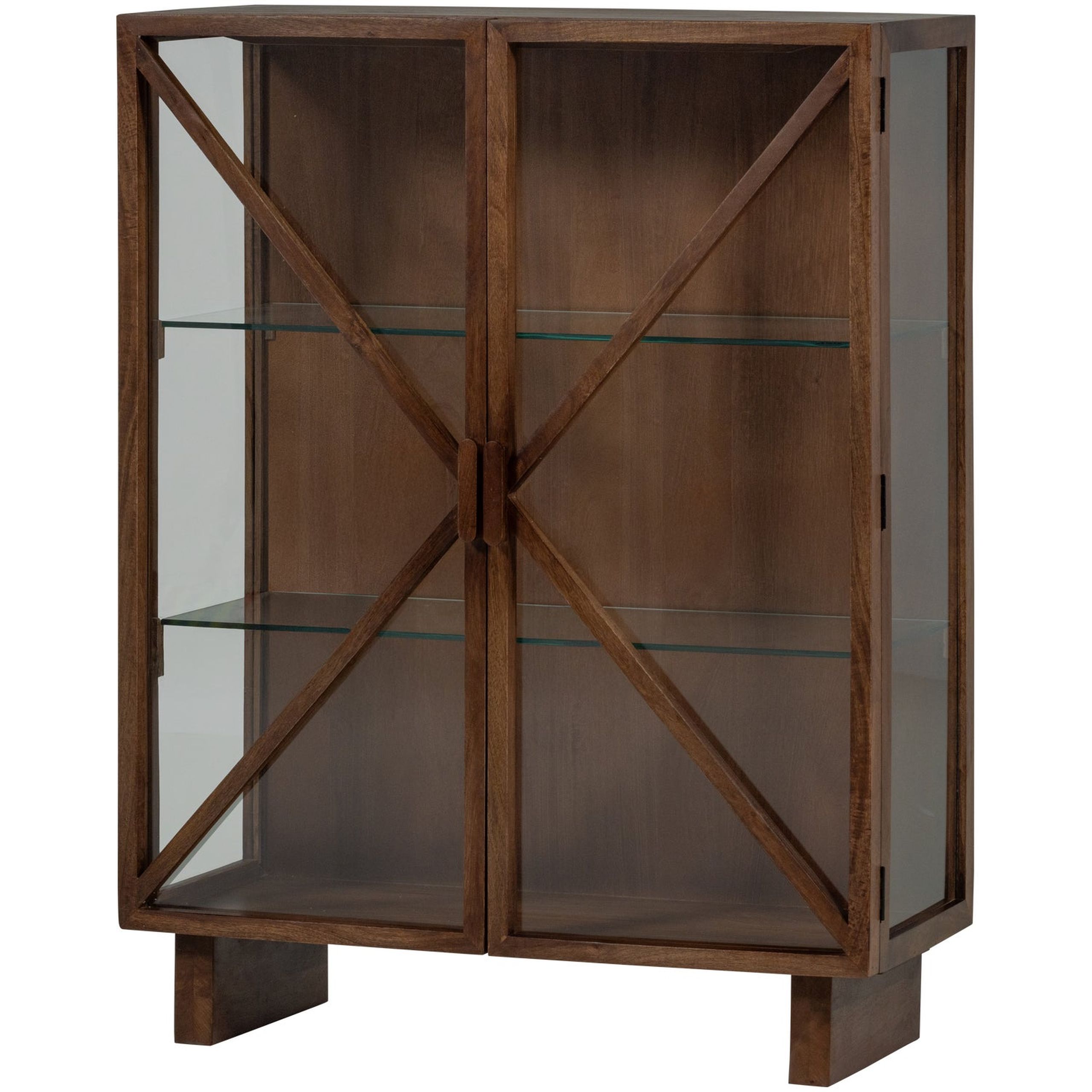 Retro Vitrine Kella Mangolzholz breit Braun