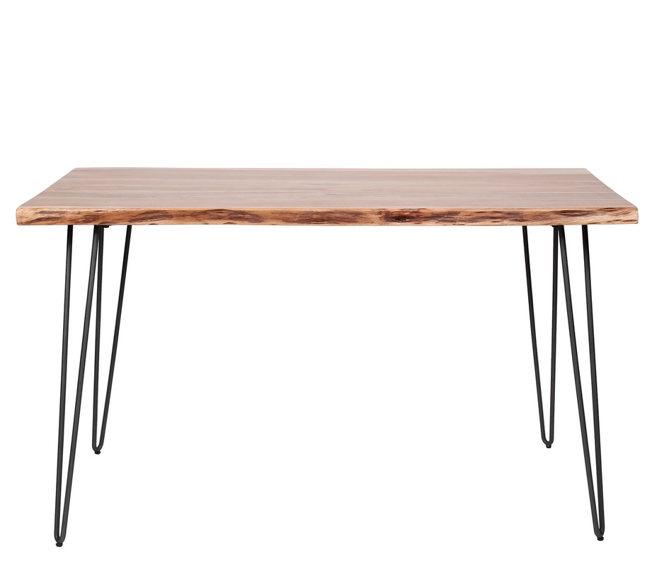Esstisch Massivholz Baumkante Palu 130/70 Vintage Akazie Haarnadelbeine