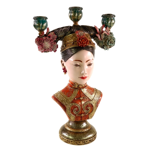 Vintage Kerzenständer Asia Bunt XL 3 flamming 