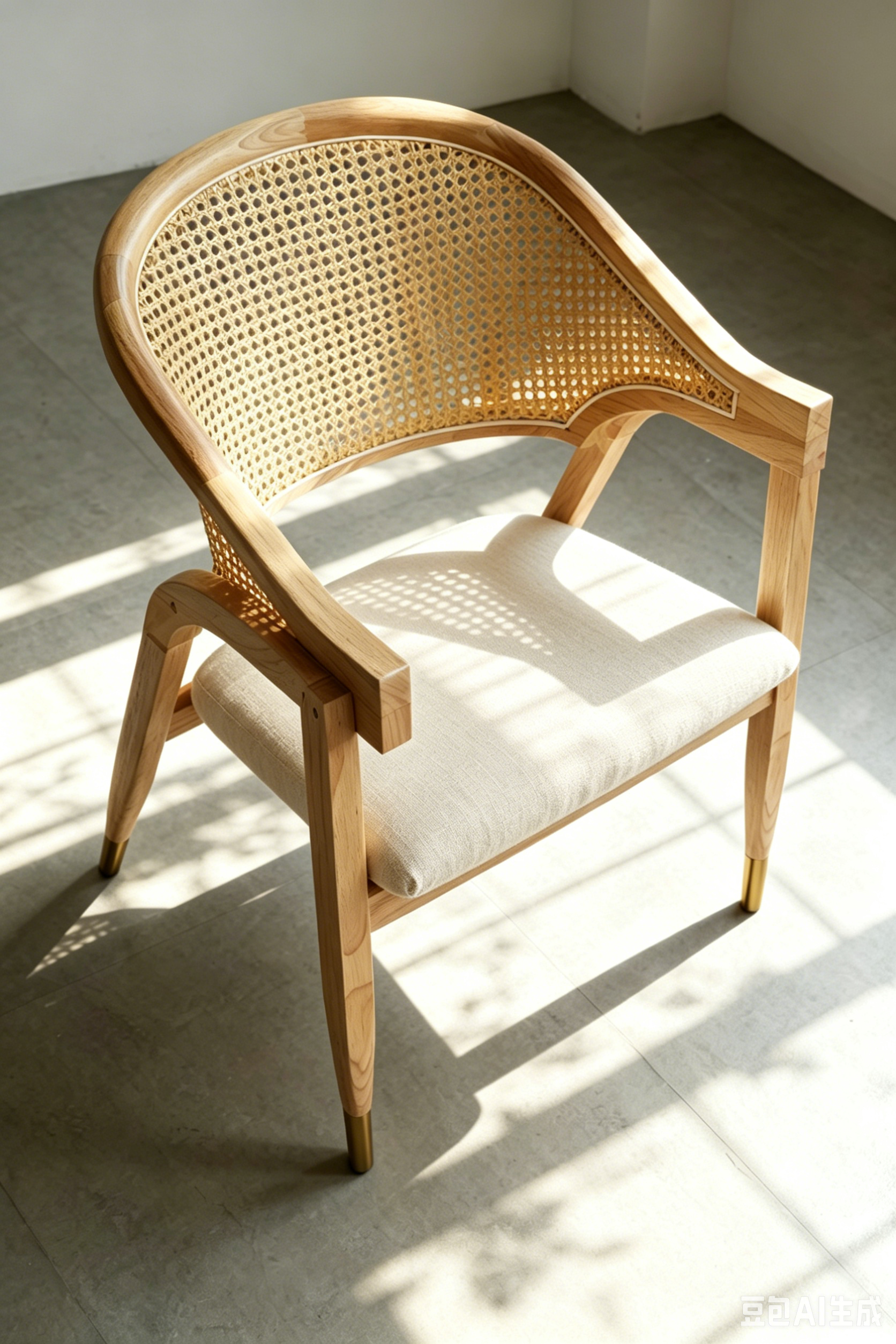 Esszimmerstuhl Noblesse Mid-Century Massivholz Rattan Natur