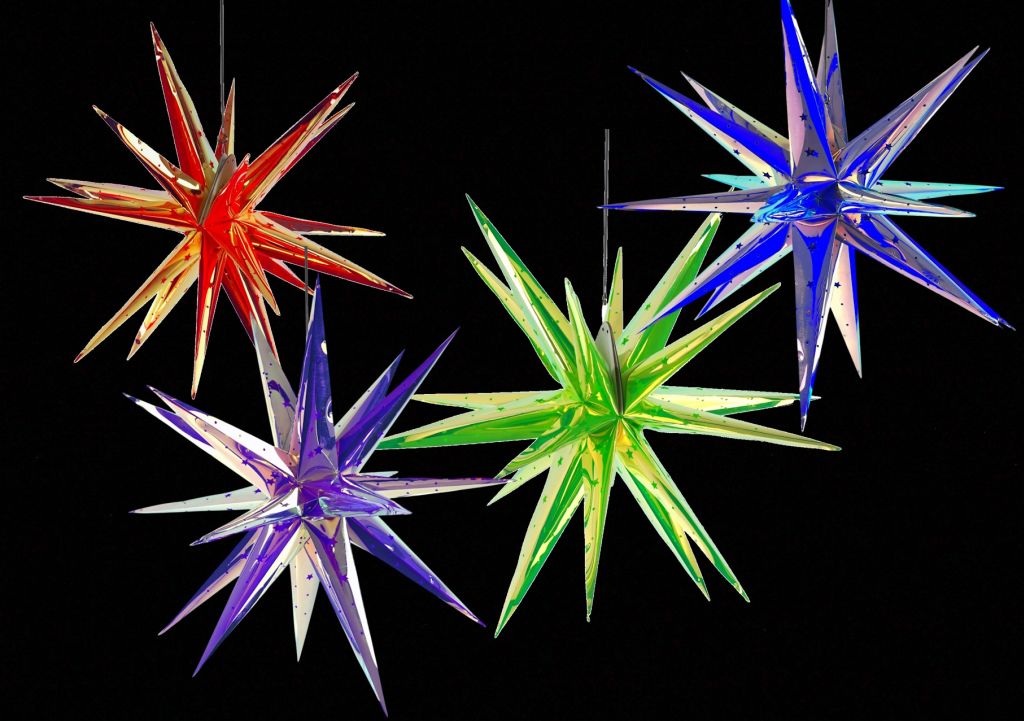 LED-Hängesterne 18 Spitzen inklusive Fernbedienung, Timer- und Dimmfunktion Blau