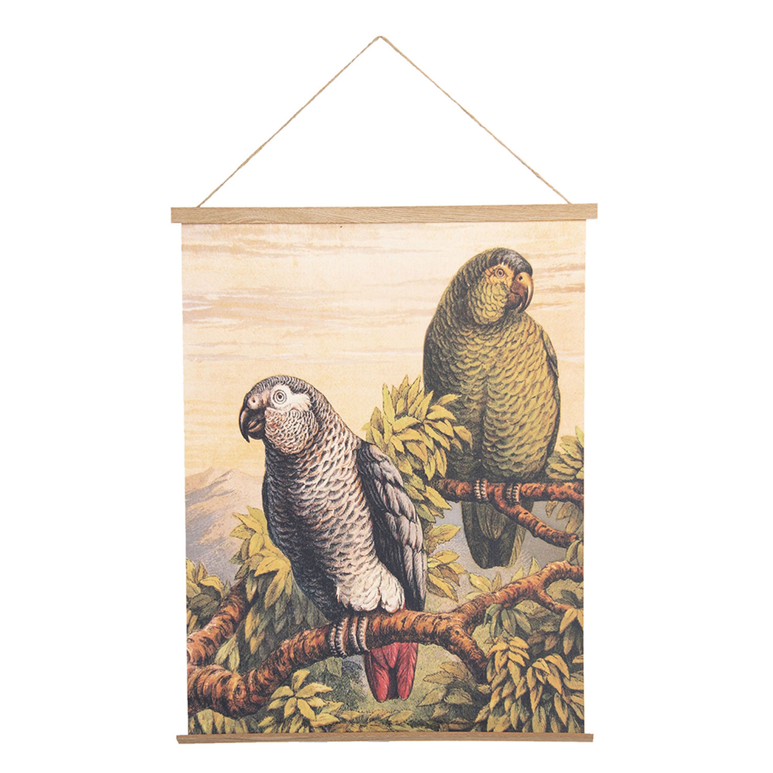 Vintage Leinwandbild Papageien Faunadruck 65/50 cm