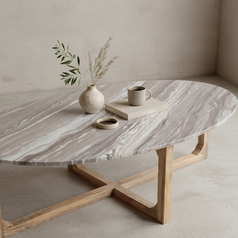 Retro Couchtisch Marble Marmor oval