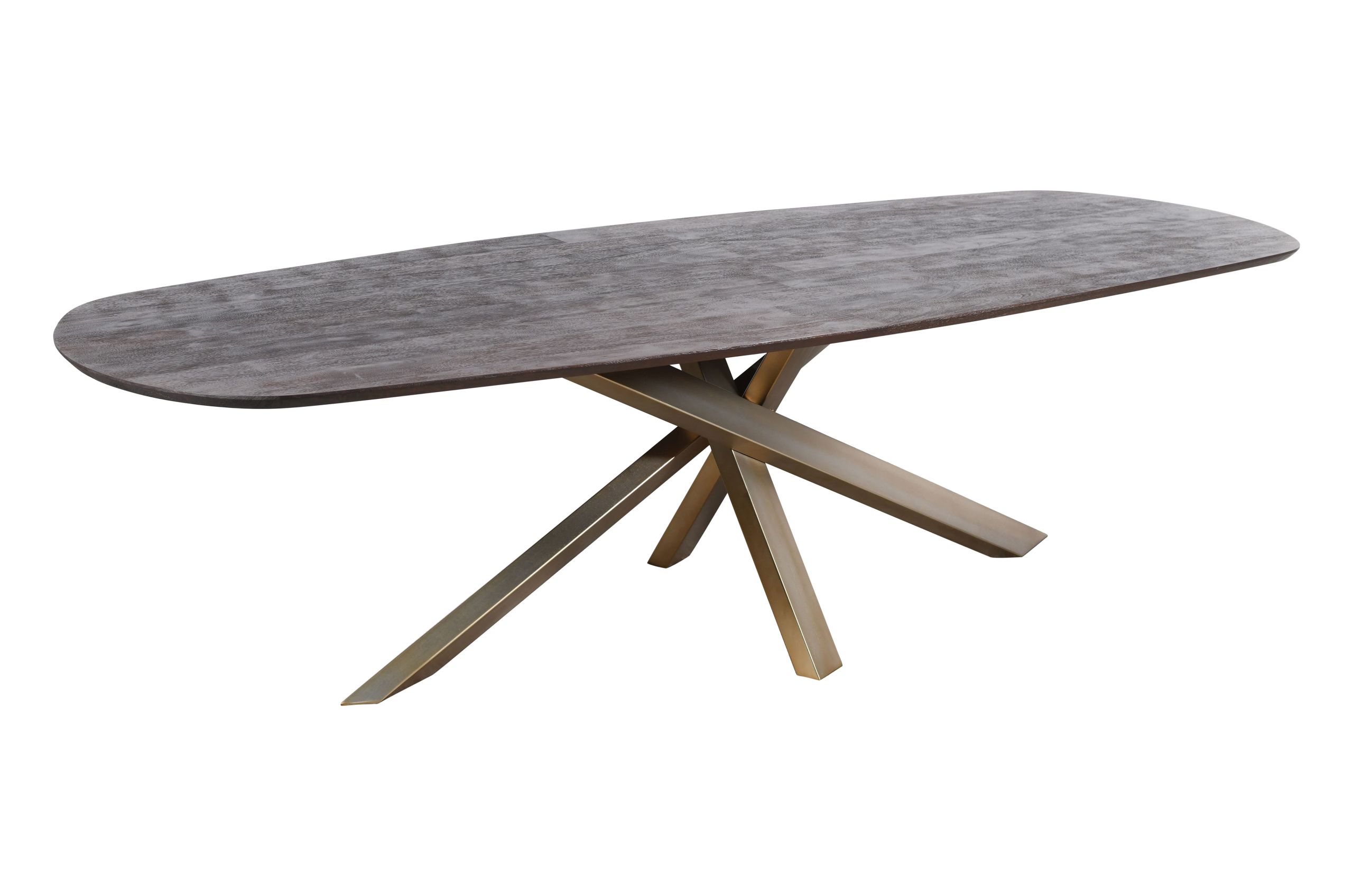 Esstisch Industrial Alore Mangoholz Oval Gold Schokobraun 200 