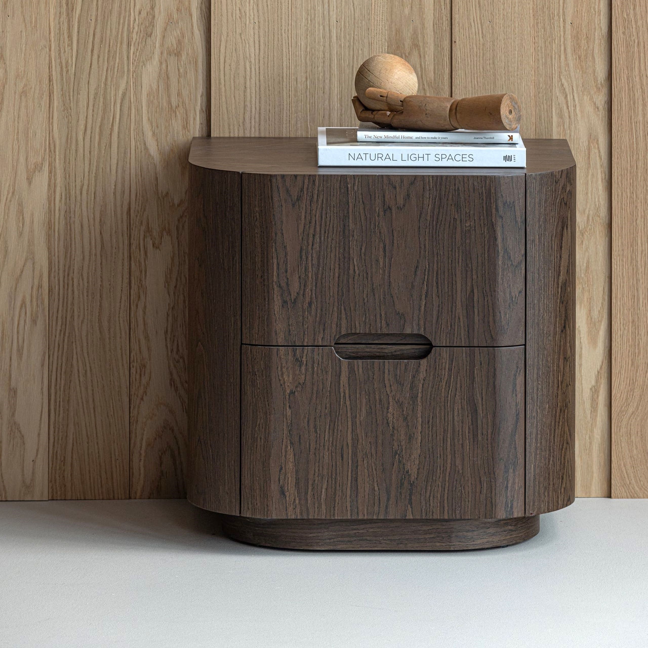 Kommode Nachttisch Arvi Furnier Braun 2 Schubladen