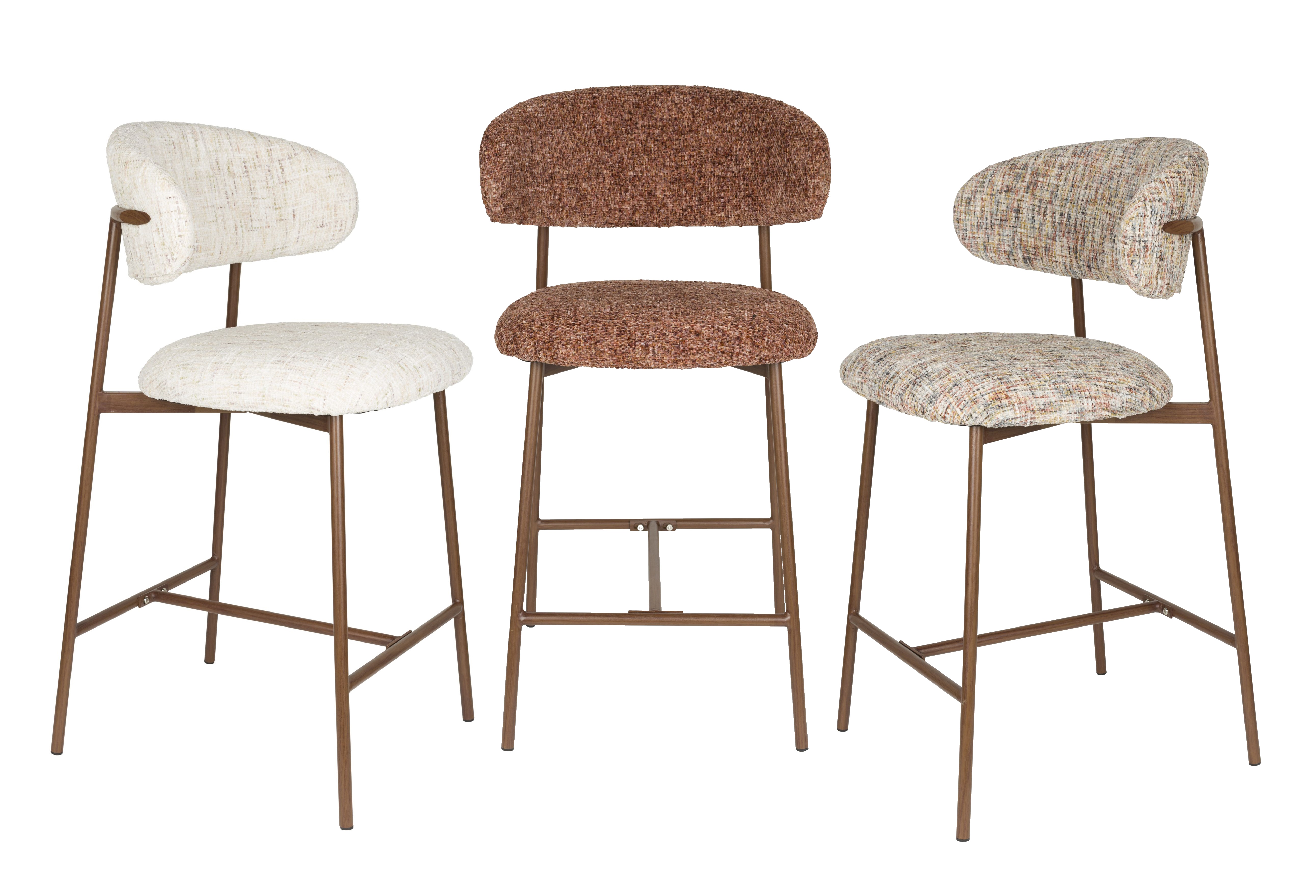 2er Set Retro Barhocker Claes Walnussholzoptik drei Farben