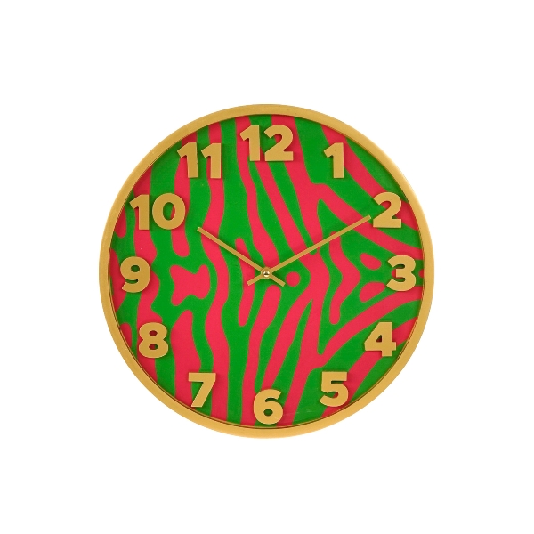Retro Wanduhr Pop-Art Safari in Grün Pink Retro Wanduhr Pop-Art Safari in Grün Pink