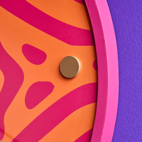 Retro Wanduhr Pop-Art Safari in Pink Orange Retro Wanduhr Pop-Art Safari in Pink Orange