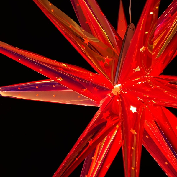 LED-Hängesterne 18 Spitzen inklusive Fernbedienung, Timer- und Dimmfunktion Rot