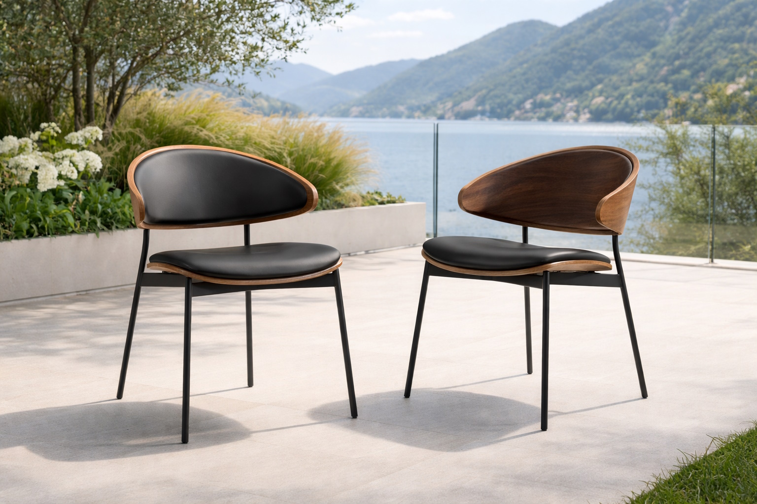 Industrial Essgruppe DeepState Travertin Metall Schwarz 180 + 4 Stühle