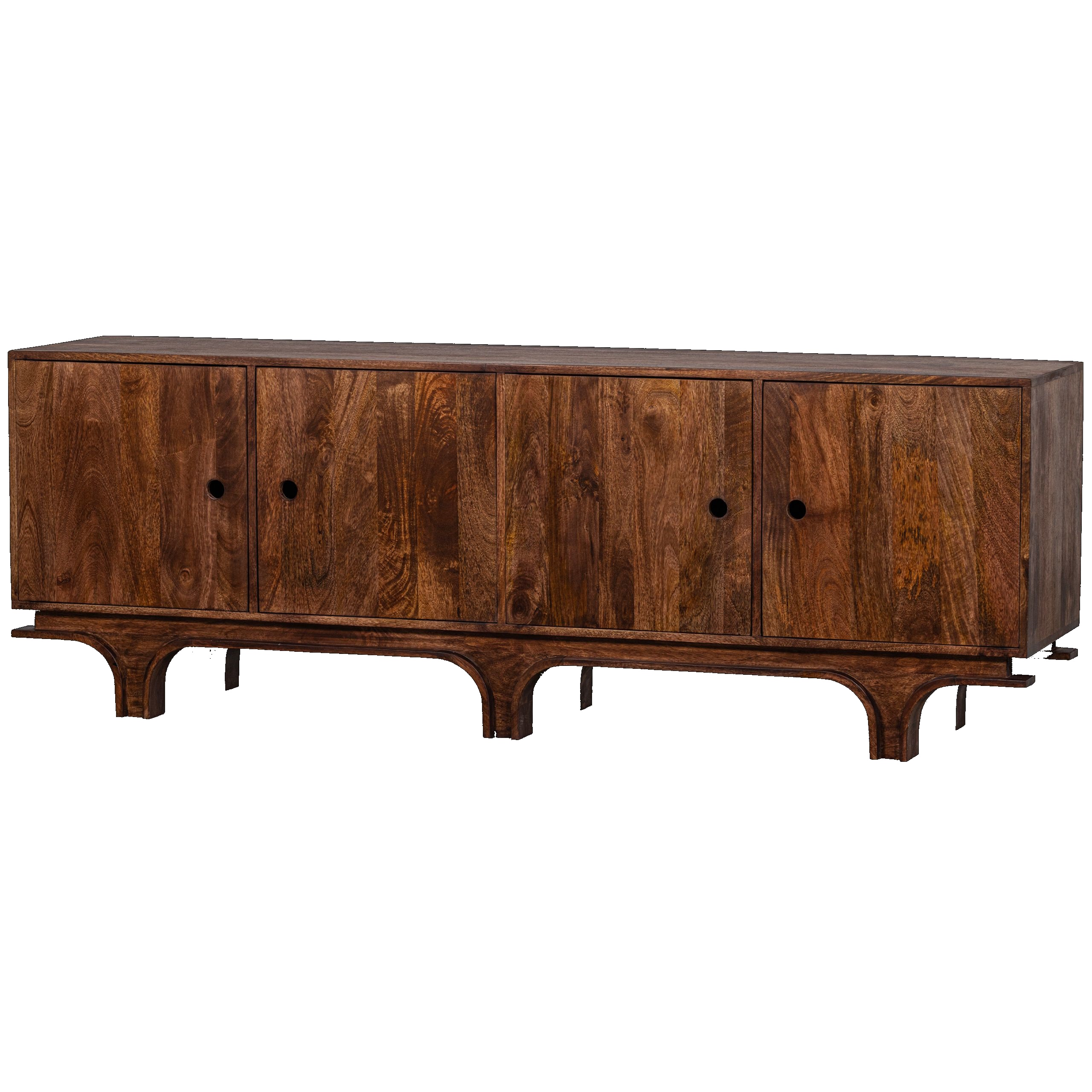 Retro Sideboard Kommode Staes Mangoholz 4 Türen 200 cm